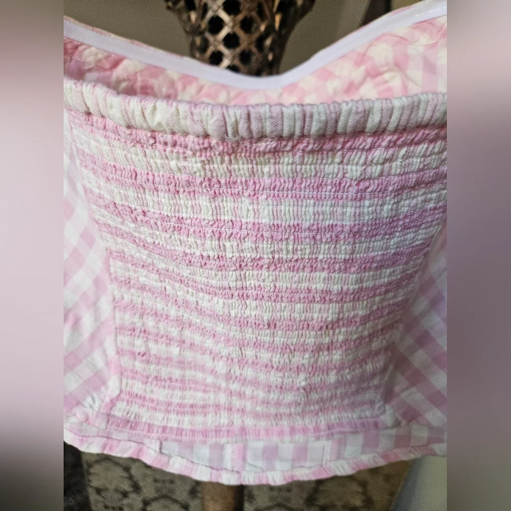 NWOT Free People Pink/White Gingham Bustiet Strapless Top - Picture 11 of 16